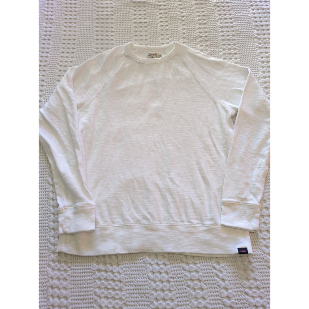Faherty Sunwashed Slub Crewneck Sweater Pullover White Small Long Sleeve Beach